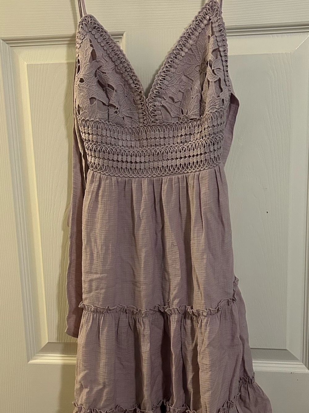 Love Tree Mauve Crochet-Top Tiered Summer Dress